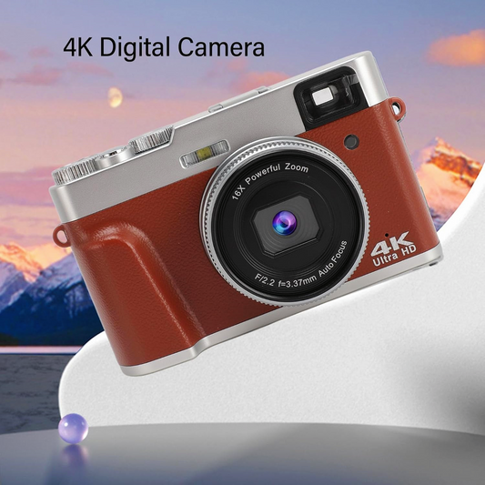 4K 48MP Retro Vlogging Camera, 16X Zoom, Portable Travel Photography
