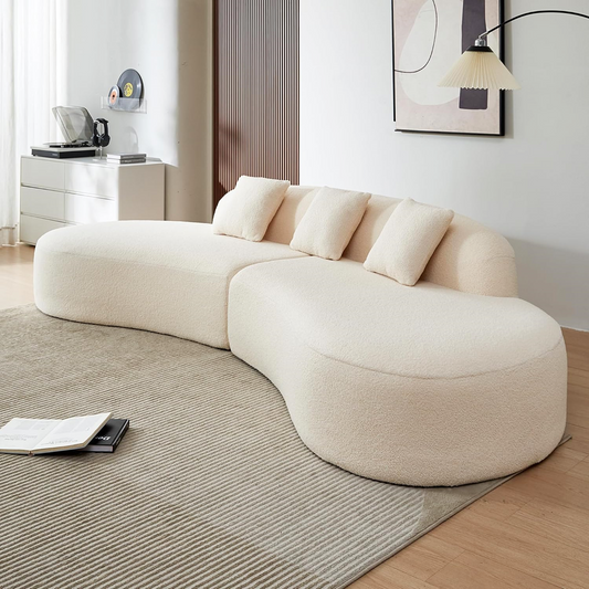Curved Cloud Sectional Sofa with Pillows - Plush Oversized L-Shape Couch for Living Room & Apartment - Easy Assembly