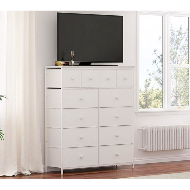 12-Drawer Dresser – Space-Saving Storage with Metal Frame & Wooden Top for Bedroom/Living Room