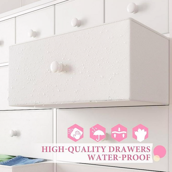 12-Drawer Dresser – Space-Saving Storage with Metal Frame & Wooden Top for Bedroom/Living Room