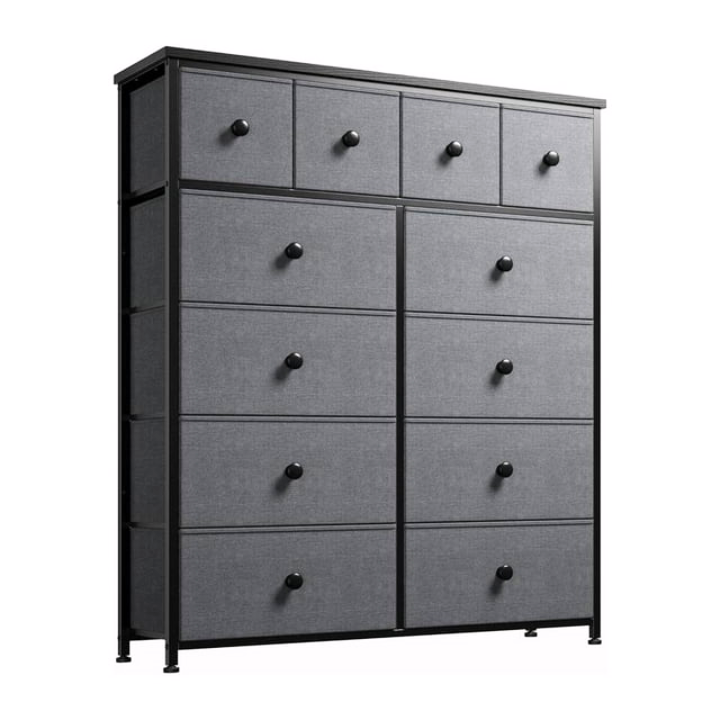 12-Drawer Dresser – Space-Saving Storage with Metal Frame & Wooden Top for Bedroom/Living Room